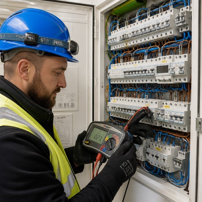 Electrical testing and inspection equipment on site